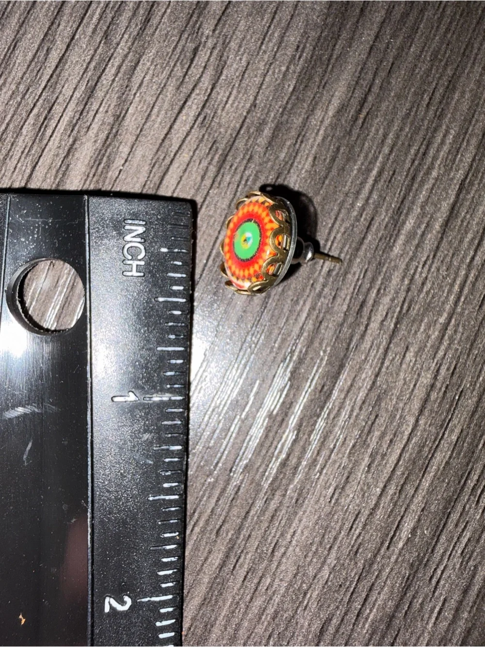 Handmade Colorful Mandala Stud Earrings - Green & Orange
